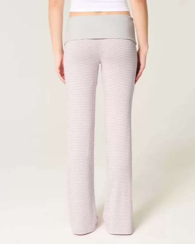 Foldover Waist Knit Flare Pants