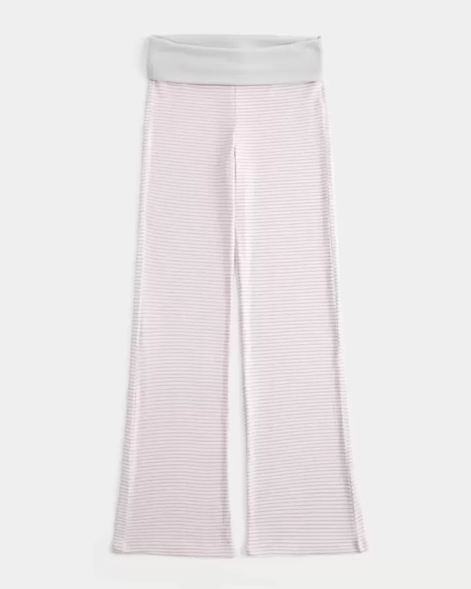 Foldover Waist Knit Flare Pants