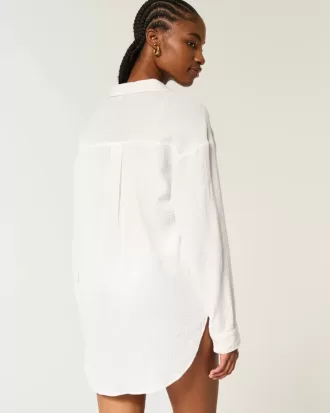 Gauze Button-Through Mini Shirt Dress Gauze Button-Through Mini Shirt Dress