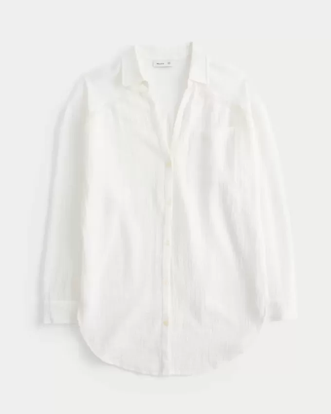 Gauze Button-Through Mini Shirt Dress Gauze Button-Through Mini Shirt Dress