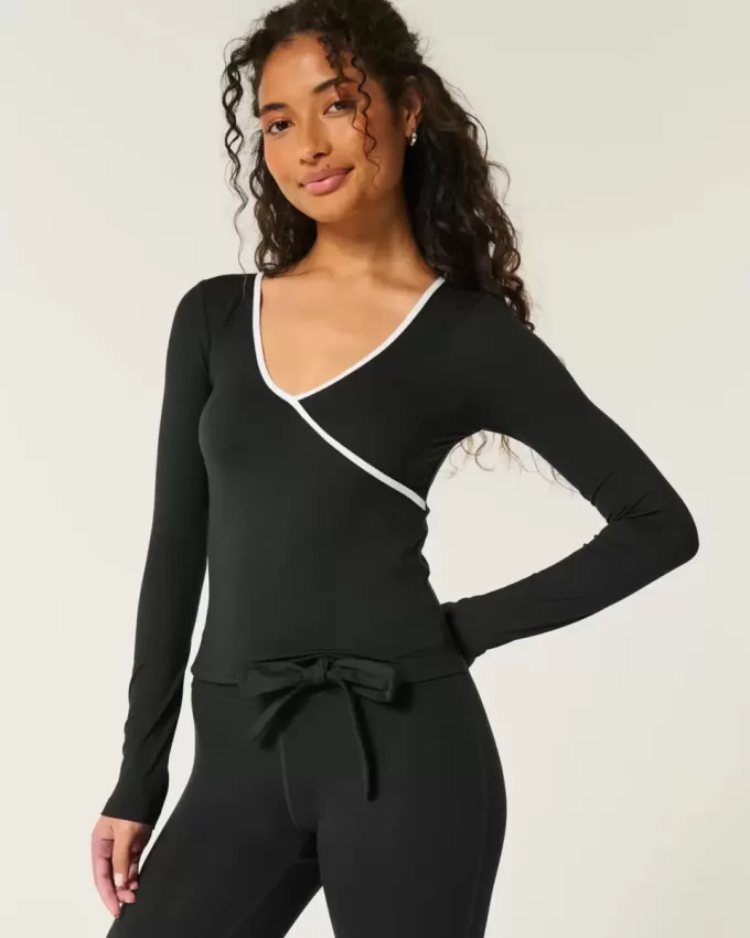 Gilly Hicks Active Tipped Wrap Top