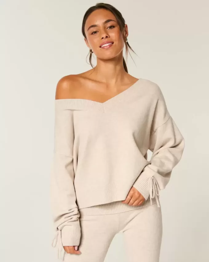 Gilly Hicks Cozy Off-the-Shoulder Bow Sweater