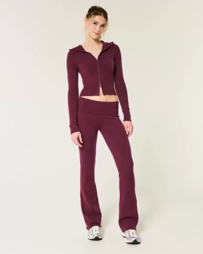 Gilly Hicks Cozy Sweater-Knit Foldover Waist Boot Pants Gilly Hicks Cozy Sweater-Knit Foldover Waist Boot Pants