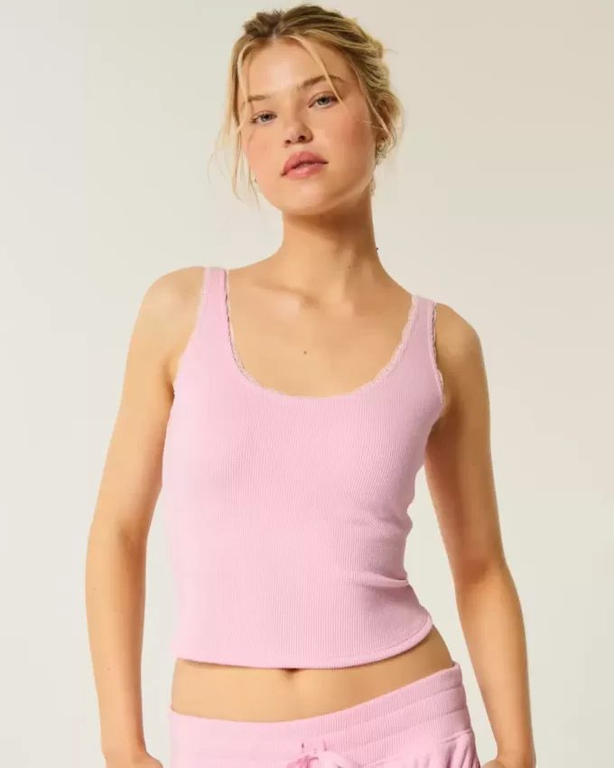 Gilly Hicks Cozy Waffle Lace Trim Tank Gilly Hicks Cozy Waffle Lace Trim Tank