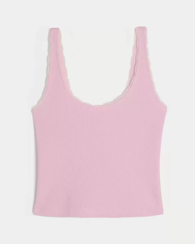 Gilly Hicks Cozy Waffle Lace Trim Tank Gilly Hicks Cozy Waffle Lace Trim Tank