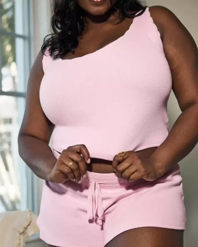 Gilly Hicks Cozy Waffle Lace Trim Tank Gilly Hicks Cozy Waffle Lace Trim Tank