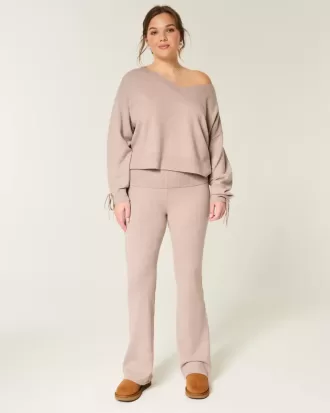 Gilly Hicks Sweater-Knit Foldover Waist Boot Pants