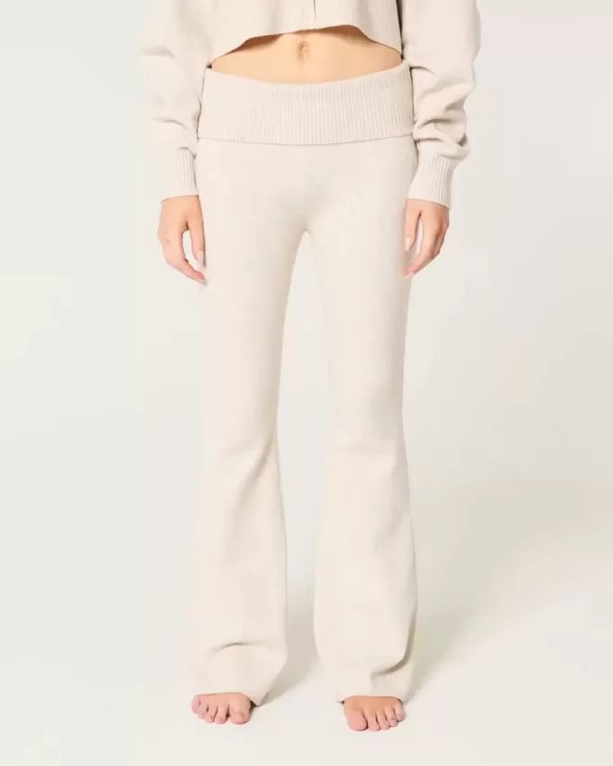 Gilly Hicks Sweater-Knit Foldover Waist Flare Pants Gilly Hicks Sweater-Knit Foldover Waist Flare Pants