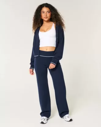 Gilly Hicks Sweater-Knit Foldover Waist Straight Pants