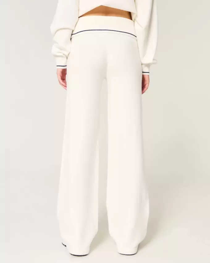 Gilly Hicks Sweater-Knit Foldover Waist Straight Pants