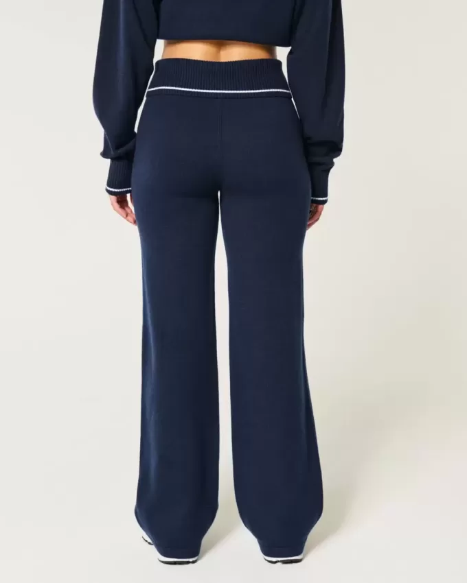 Gilly Hicks Sweater-Knit Foldover Waist Straight Pants Gilly Hicks Sweater-Knit Foldover Waist Straight Pants