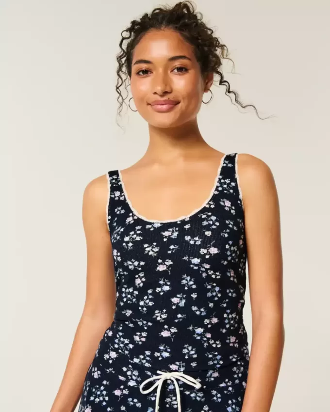 Gilly Hicks Waffle Lace Trim Tank Gilly Hicks Waffle Lace Trim Tank