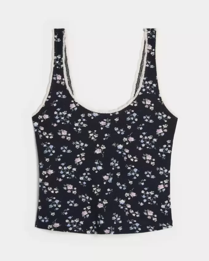 Gilly Hicks Waffle Lace Trim Tank Gilly Hicks Waffle Lace Trim Tank