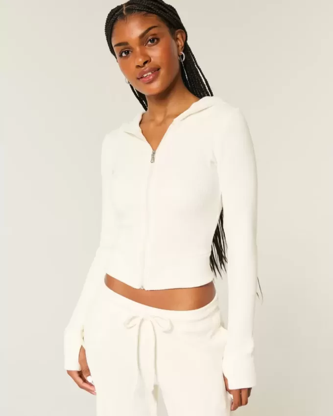 Gilly Hicks Waffle Zip-Up Hoodie