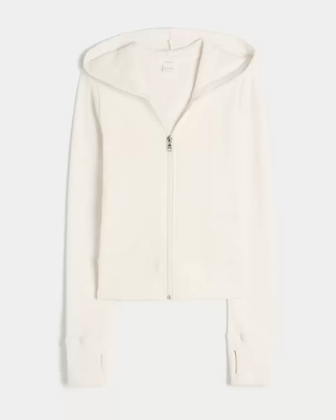 Gilly Hicks Waffle Zip-Up Hoodie