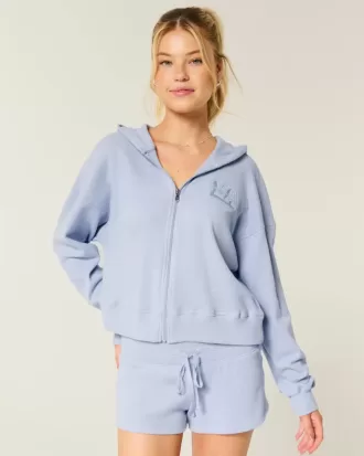 Gilly Hicks Zip-Up Waffle Hoodie