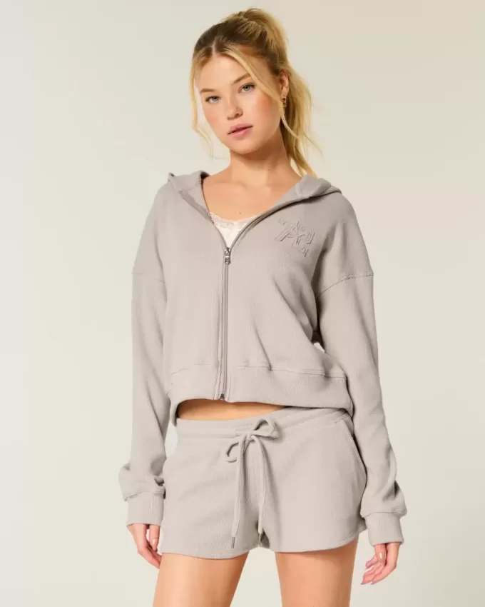 Gilly Hicks Zip-Up Waffle Hoodie Gilly Hicks Zip-Up Waffle Hoodie
