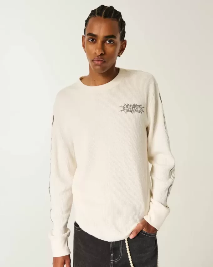 Graffiti Graphic Thermal Crew Shirt