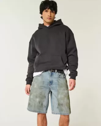 Greased Baggy Jean Shorts