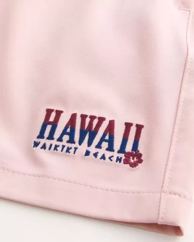 Hawaii Graphic Mid-Thigh Volley Swim Trunks Hawaii Graphic Mid-Thigh Volley Swim Trunks