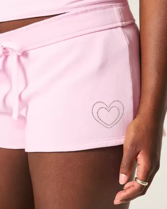 Heart Graphic Fleece Mini Shorts Heart Graphic Fleece Mini Shorts