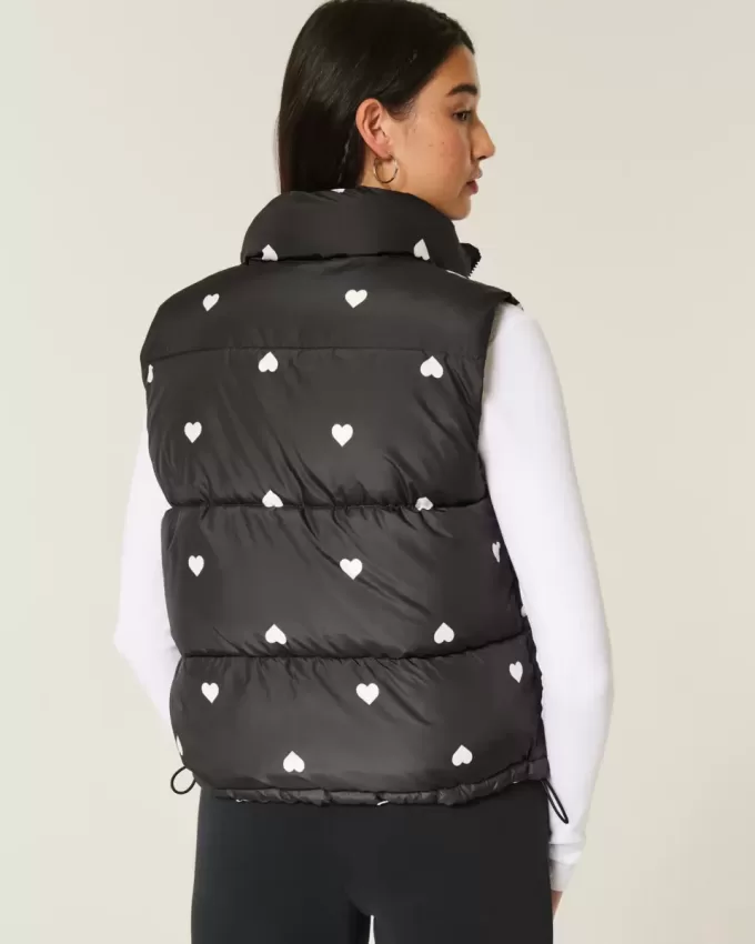 Heart Pattern Puffer Vest Heart Pattern Puffer Vest