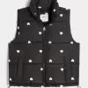 Heart Pattern Puffer Vest Heart Pattern Puffer Vest