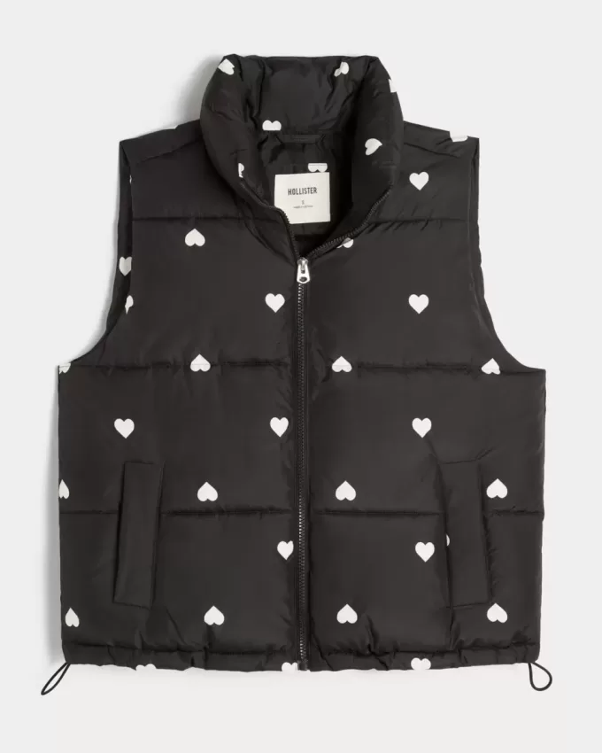 Heart Pattern Puffer Vest Heart Pattern Puffer Vest