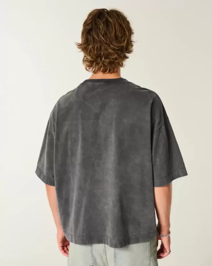 Heavyweight Baggy Crop Detroit Graphic Football T-Shirt