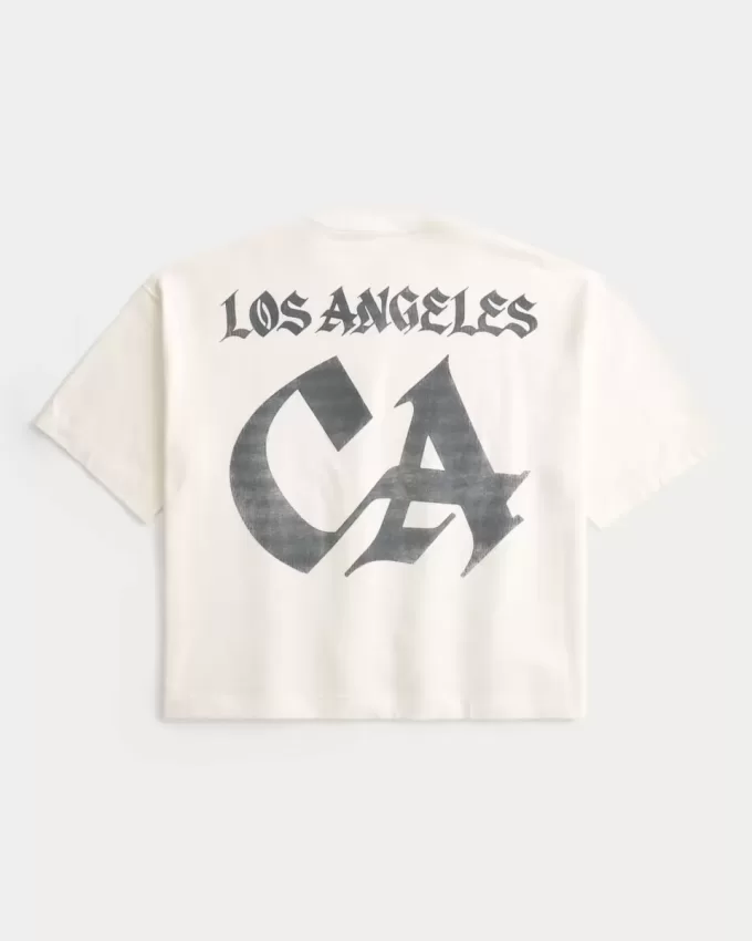 Heavyweight Baggy Crop Los Angeles Graphic Football T-Shirt
