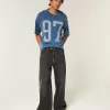 Heavyweight Baggy Crop Varsity Graphic Football Tee
