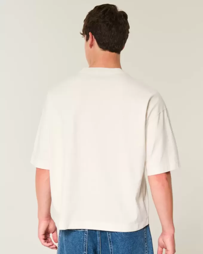 Heavyweight Baggy Crop Varsity Graphic Football Tee