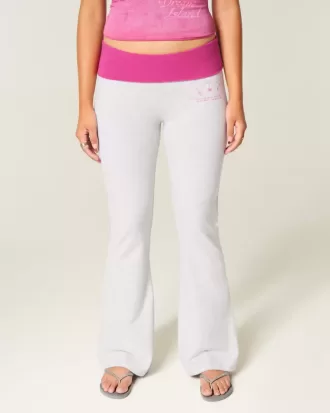 Hibiscus Graphic Foldover Waist Flare Pants Hibiscus Graphic Foldover Waist Flare Pants