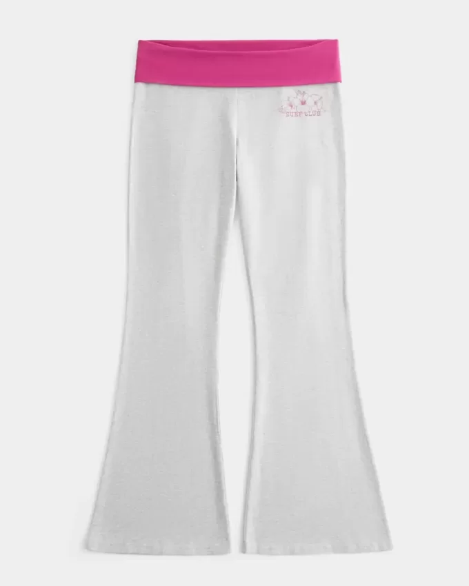 Hibiscus Graphic Foldover Waist Flare Pants Hibiscus Graphic Foldover Waist Flare Pants