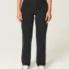 High-Rise Black Straight Jeans