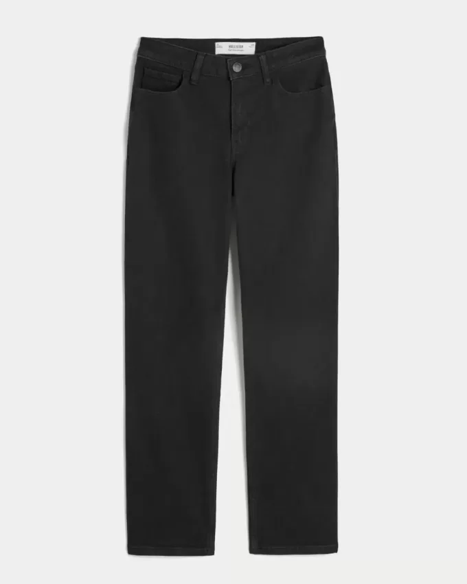 High-Rise Black Straight Jeans