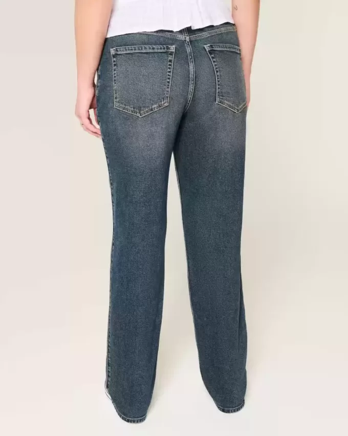 High-Rise Dark Wash Straight Jeans