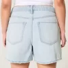 High-Rise Light Wash Baggy Denim Shorts 5″