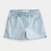 High-Rise Light Wash Baggy Denim Shorts 5″