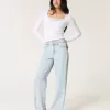 High-Rise Light Wash Baggy Jeans