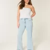 High-Rise Light Wash Heart Embroidered Flare Jeans