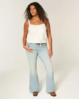 High-Rise Light Wash Star Pocket Flare Jeans