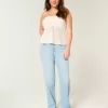 High-Rise Light Wash Straight Jeans