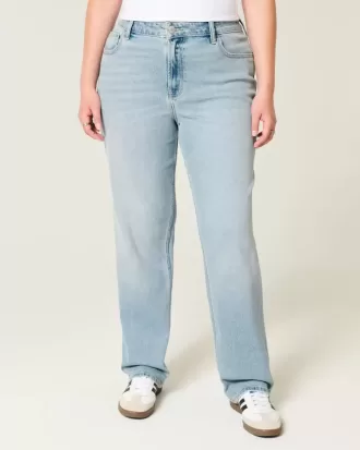 High-Rise Light Wash Straight Jeans