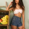 High-Rise Medium Wash Floral Embroidered A-Line Denim Shorts High-Rise Medium Wash Floral Embroidered A-Line Denim Shorts