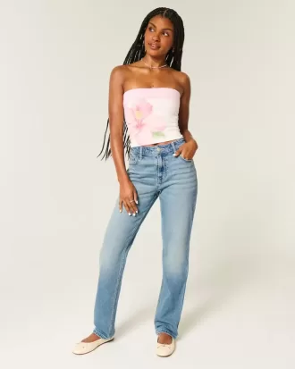 High-Rise Medium Wash Straight Jean