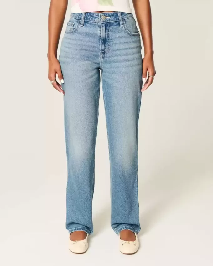 High-Rise Medium Wash Straight Jean