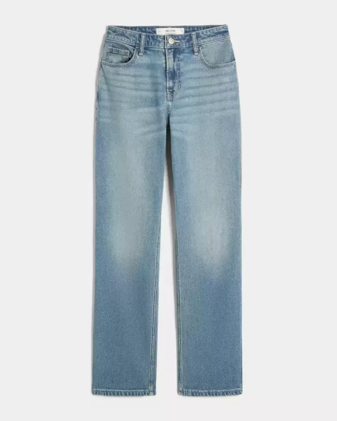High-Rise Medium Wash Straight Jean