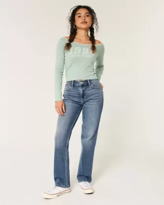 High-Rise Medium Wash Straight Jeans