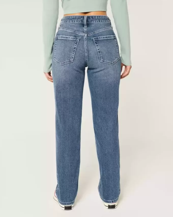 High-Rise Medium Wash Straight Jeans
